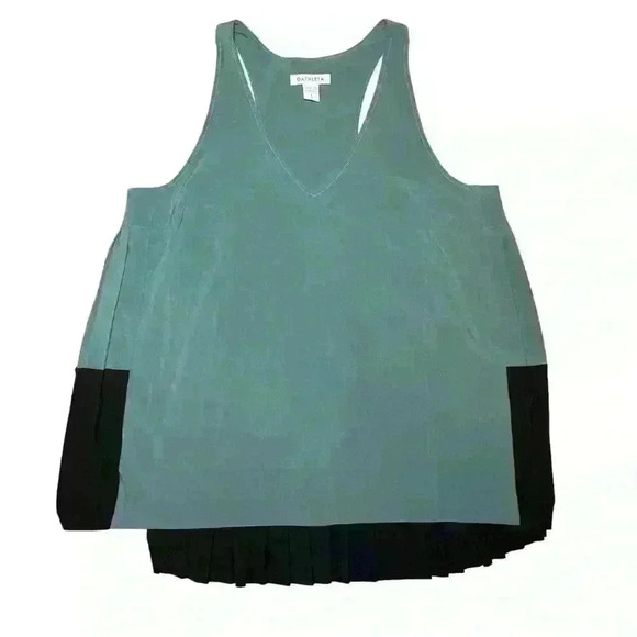 ATHLETA Swing Forward Pleated Tank Teal and Black Size Large - Picture 3 of 8